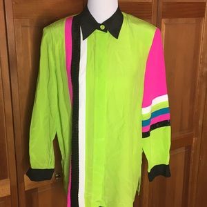 Diane Gilman sz Medium COLOR block SILK sequin NEW